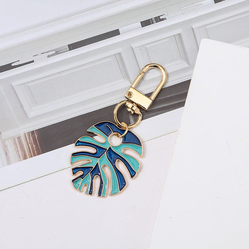 Wholesale Alloy Drip Oil Simulation Colored Leaf Turtle Back Leaf Keychain